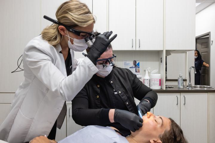 Doctor examining a patient