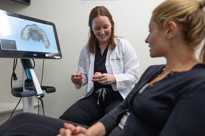 Reviewing a digital scan with a patient