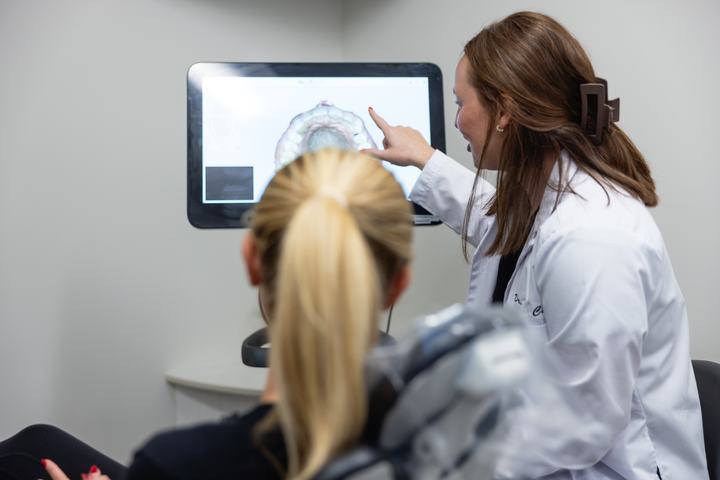 Reviewing a digital scan with a patient