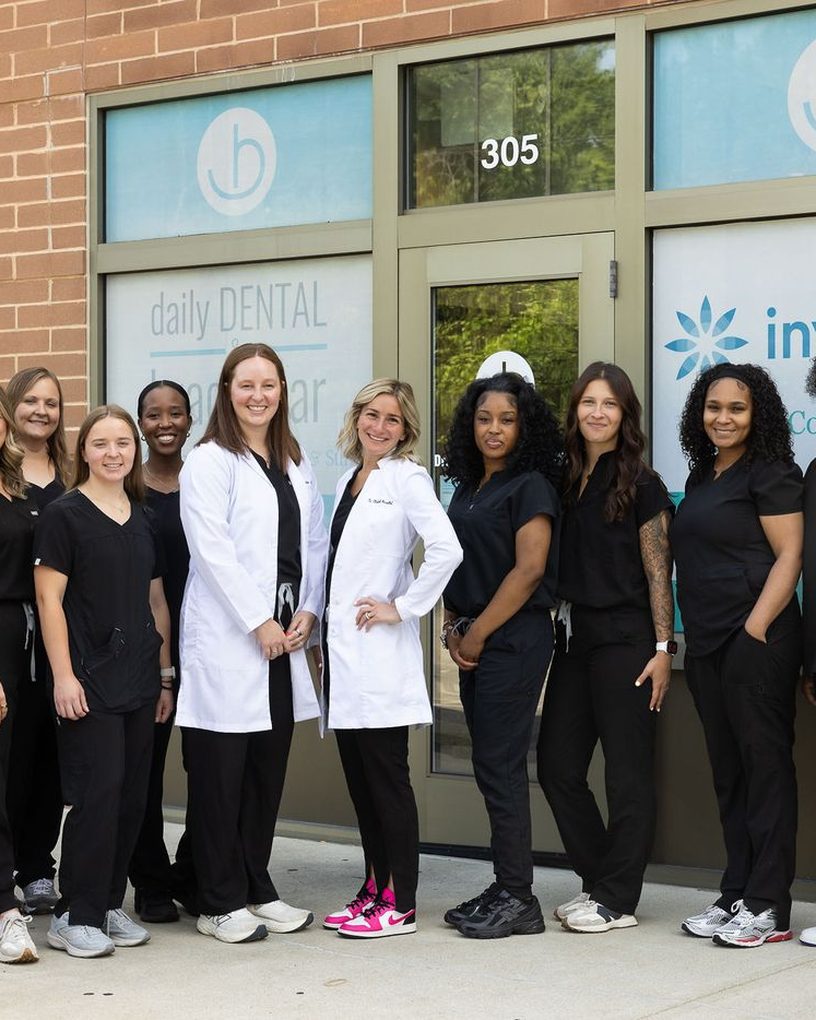 The daily DENTAL & bracesbar Gahanna team outside the South Hamilton Road office