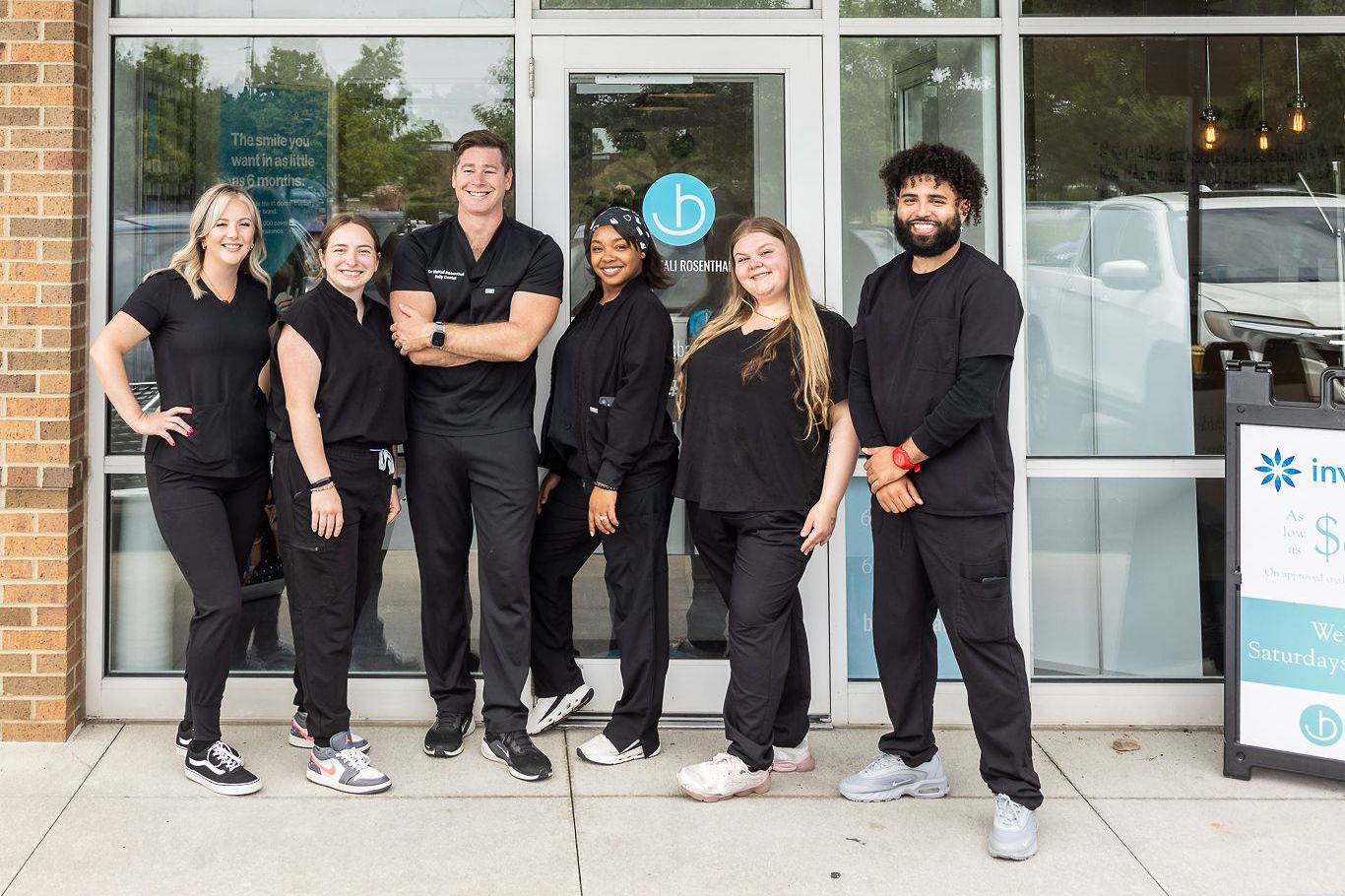 The daily DENTAL & bracesbar Grove City team outside the Buckeye Parkway office